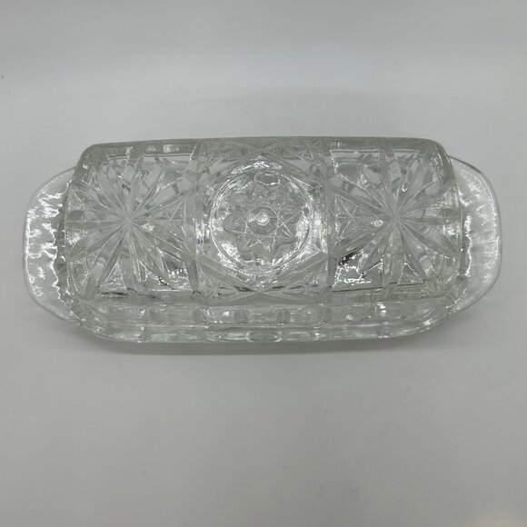 Vintage Anchor Hocking Glass Butter Dish EAPC Star Of David - Picture 5 of 12